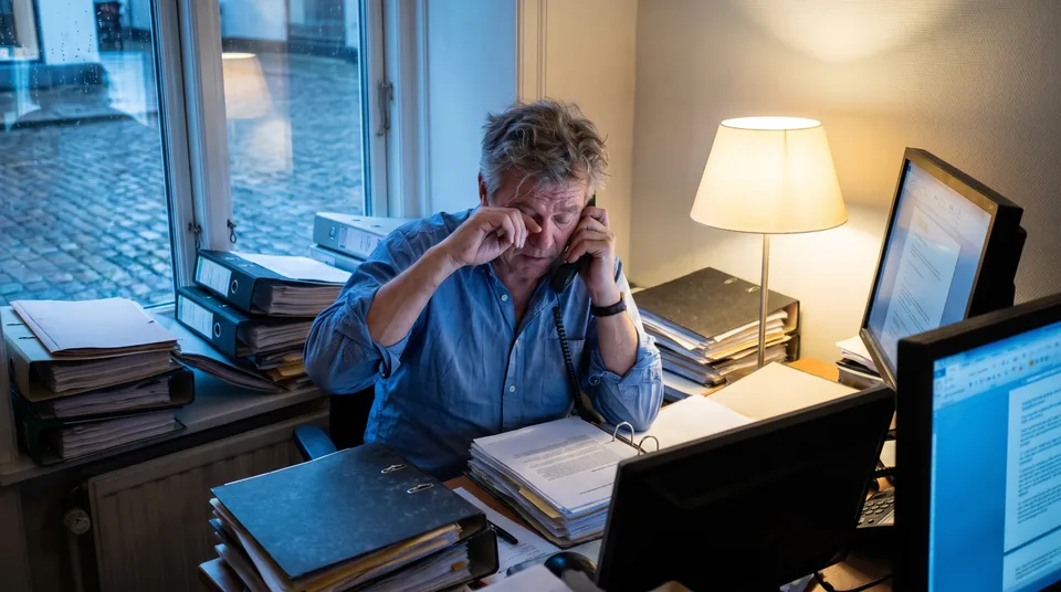 Un expert-comptable surchargé de dossiers en fin de journée
